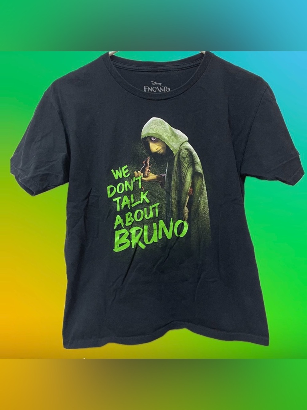Disney Encanto Bruno Graphic Tee - Black & Neon Green- Youth- XL